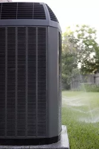 Close-up of outdoor AC unit.