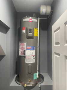 A picture of one of our newly installed hybrid water heaters.